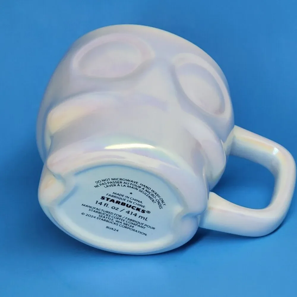 Starbucks Limited Edition White Iridescent Luster 2024 Skull Mug VGC